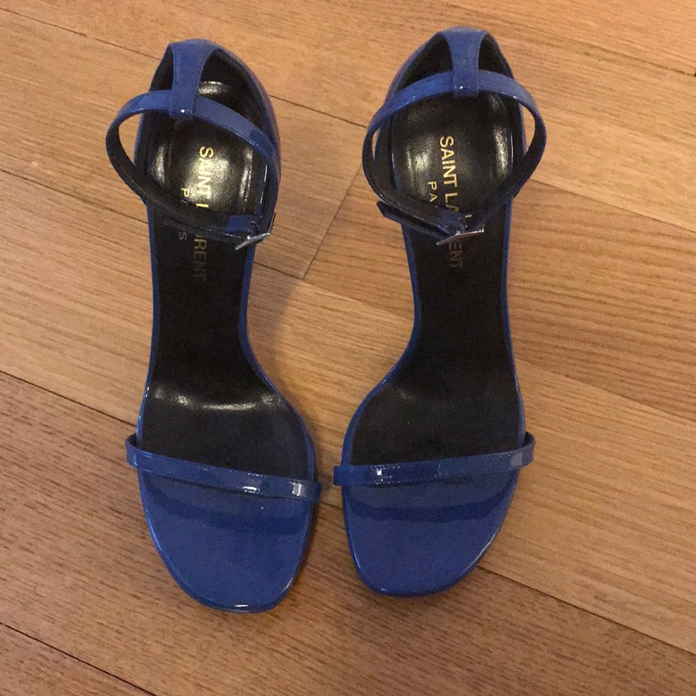 Saint Laurent Blue Patent Stilettos